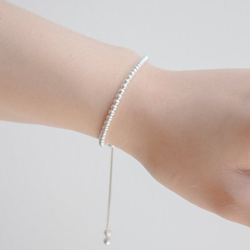 Sterling Silver Adjustable Beaded Box Chain Bracelet