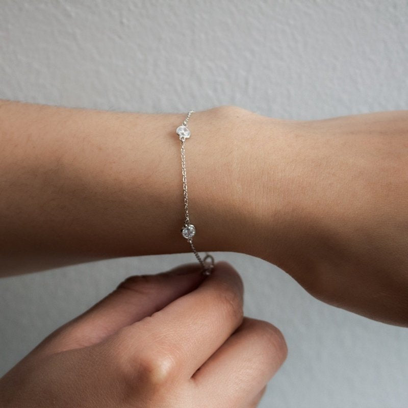 Sterling Silver Rhodium Plated Designer Inspired Tiffâny CZ by the Yard Bracelet