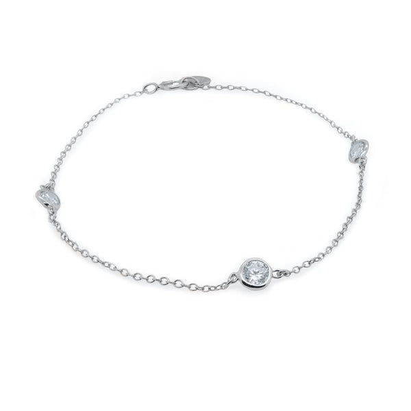 Sterling Silver Rhodium Plated Designer Inspired Tiffâny CZ by the Yard Bracelet